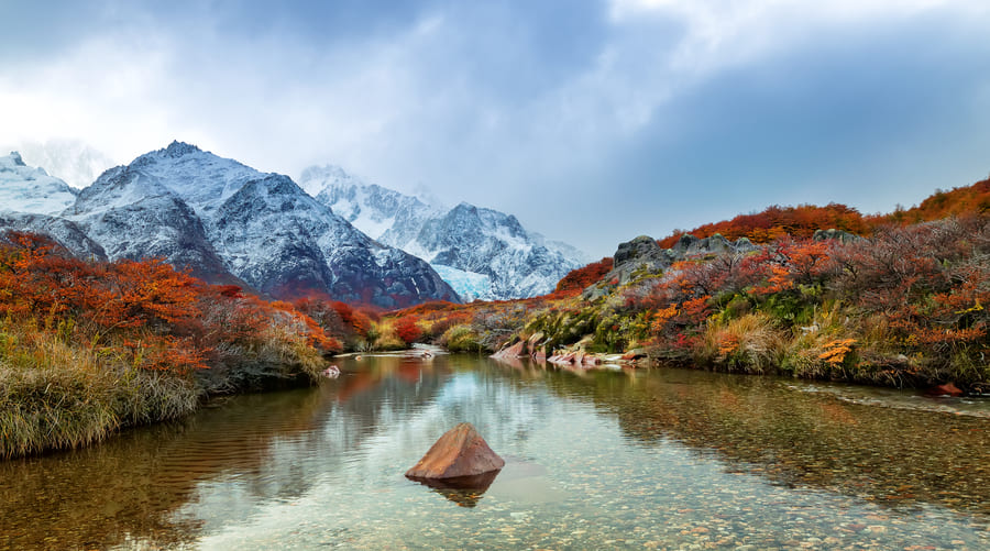paisaje de montañass con lago